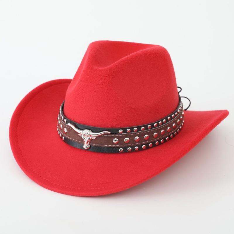 New Western cowboy hat, Tibetan wool top hat, men's and women's autumn/winter outdoor ox-head accessory, travel riding hat