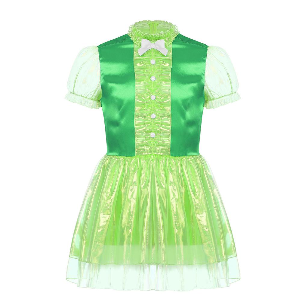 Herre Sissy Maid Kjole Kapper Kant Puffermer Sløyfedetalj Glitrende Puffete Kjole Låsbar Crossdressing Kostyme