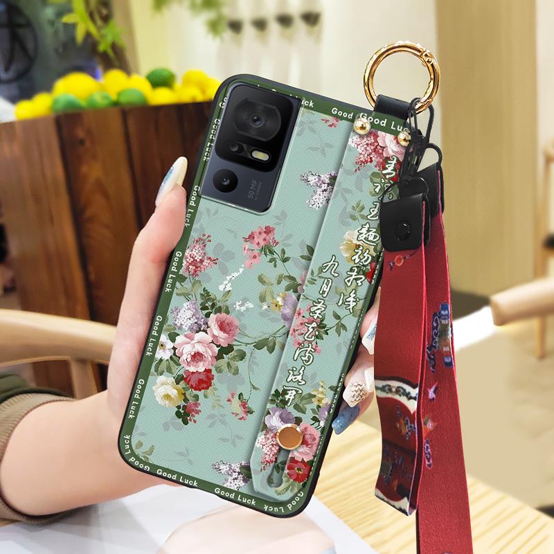 Durable Phone Holder Phone Case For TCL 40SE/T610K Silicone Dirt-resistant Wristband Chinese style Anti-knock Ring