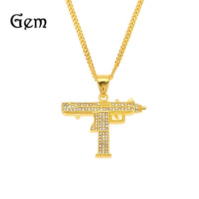 Hip Hop Uomo Diamante Mitragliatrice Pistola Mitragliatrice Ciondolo Hip Hop Personalità Collana Gumeng Fabbrica di Gioielli Lega
