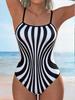 Women's Zebra Print High-Waisted One-Piece Swimsuit - European & American Resort Style