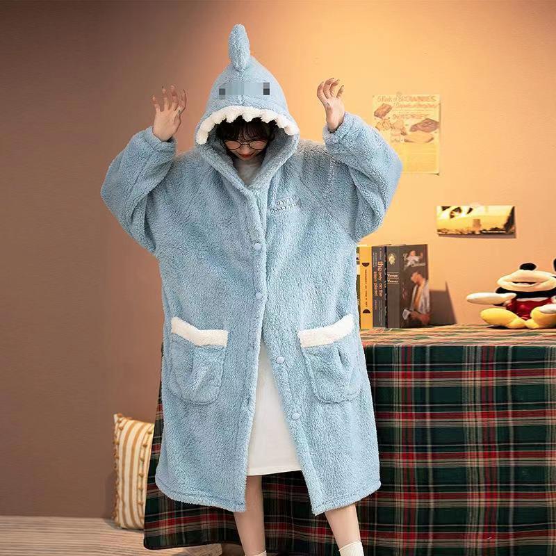 Men's and women's fall and winter sports and leisure warm TV blanket premium women's plush soft robe fluffy warm fluffy bathrobe robe long robe