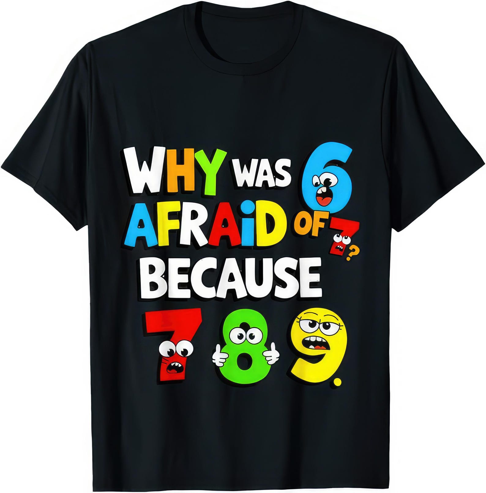 Funny Math Joke T shirt: Why Was Six Afraid? 2XL