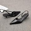 Fashion Women Pointed Toe Heels Shoes Slingback Sandals 2025 Dress Party Fashion Summer Slippers New Walking Flip Flops Pumps Slides