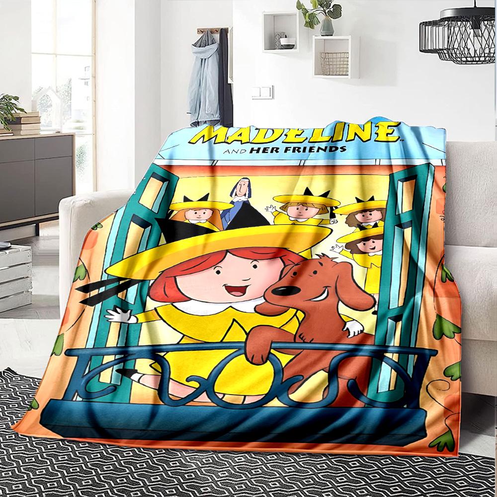Madeline Friends Flannel Blanket Super Soft Warm Cozy Blanket for Sofa Bed Office Travel All‑Season Home Decor Gift