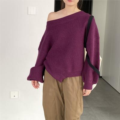 Verdickter Herbst Damen Pullover Herbst Winter Lässig Einfach Einfarbige Puffärmel Pullover