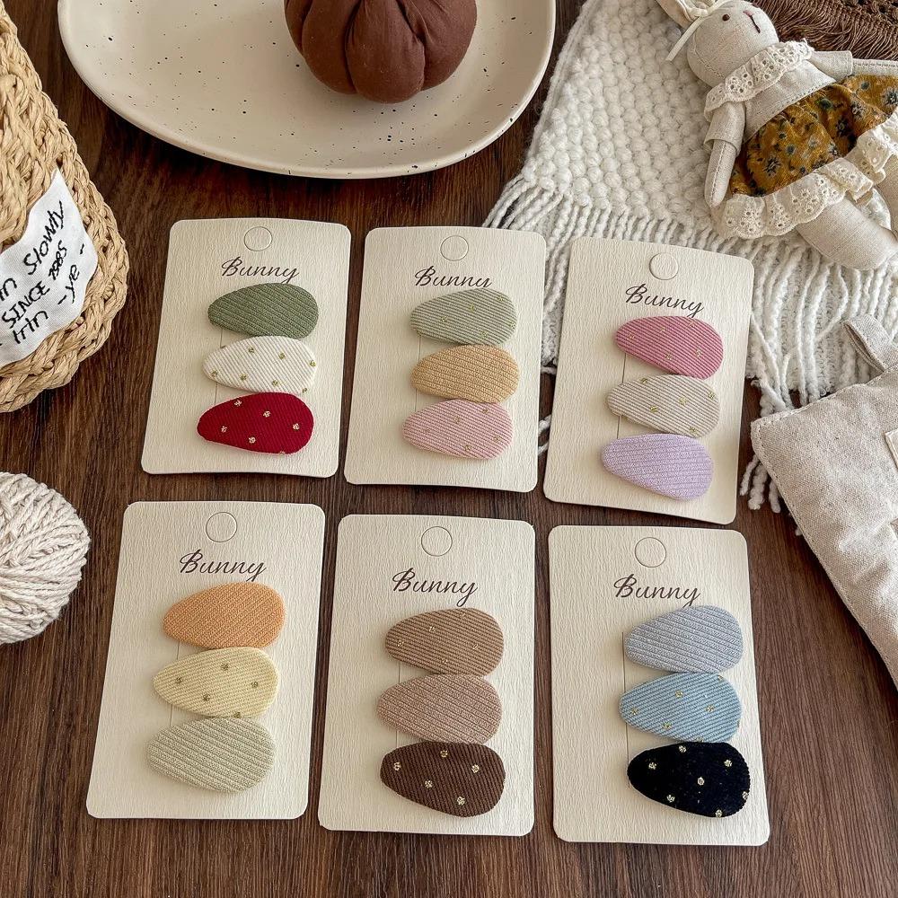 3pcs Fabric Water Drop BB Clip Polka Dot Hair Clip Hairpin Cute Children Hairpin Bangs Side Clip Headwear Girls Hair Accessories