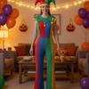 Clown Cosplay Costume Complete Jumpsuit with Hat Jester