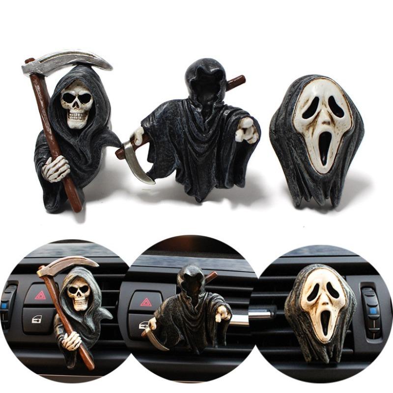 Car Vent Clip 3-piece Set Cute Skull Halloween Decoration Car Air Conditioning Vent Accessories