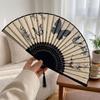 Wooden Handle Hand Fold Fan Vintage Classical Dance Fan Summer Cooling Bamboo Fan  Dance Props