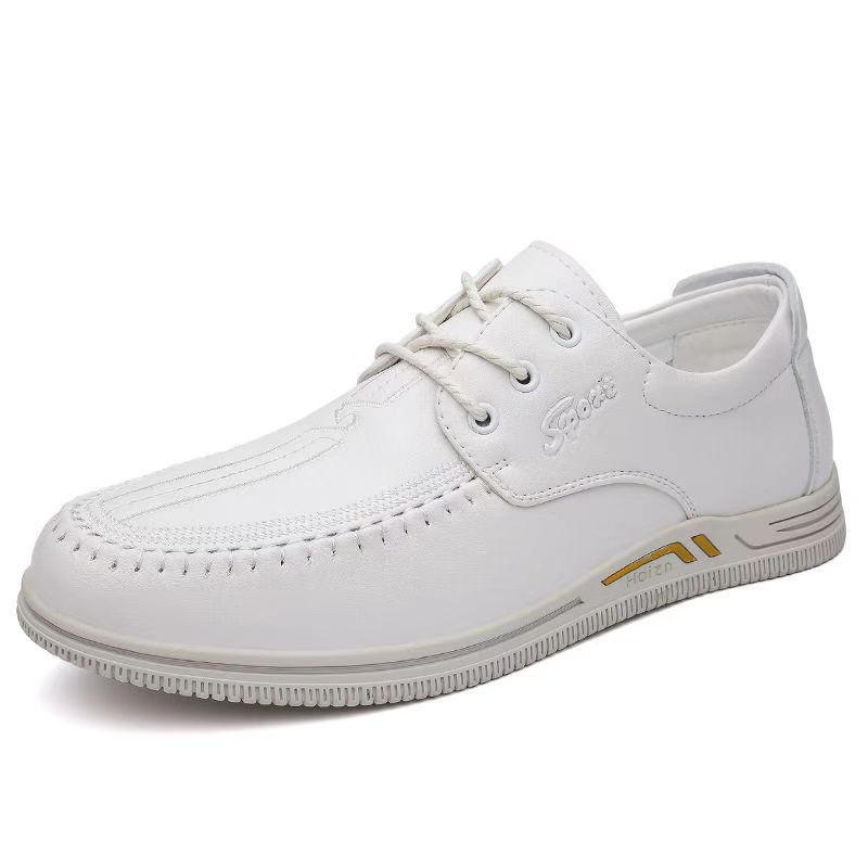 2025 jaro a podzim nové pánské denní ležérní kožené boty pánské měkká kůže měkká podrážka šněrovací polobotky boty pro tátu 115