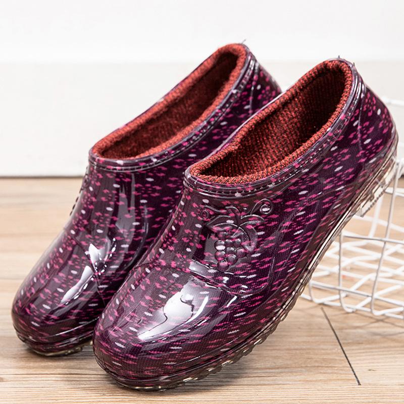 Low-top fashion models, light-mouth waterproof shoes, rain shoes, women's summer kitchen work rubber shoes, water-treading non-slip short overshoes