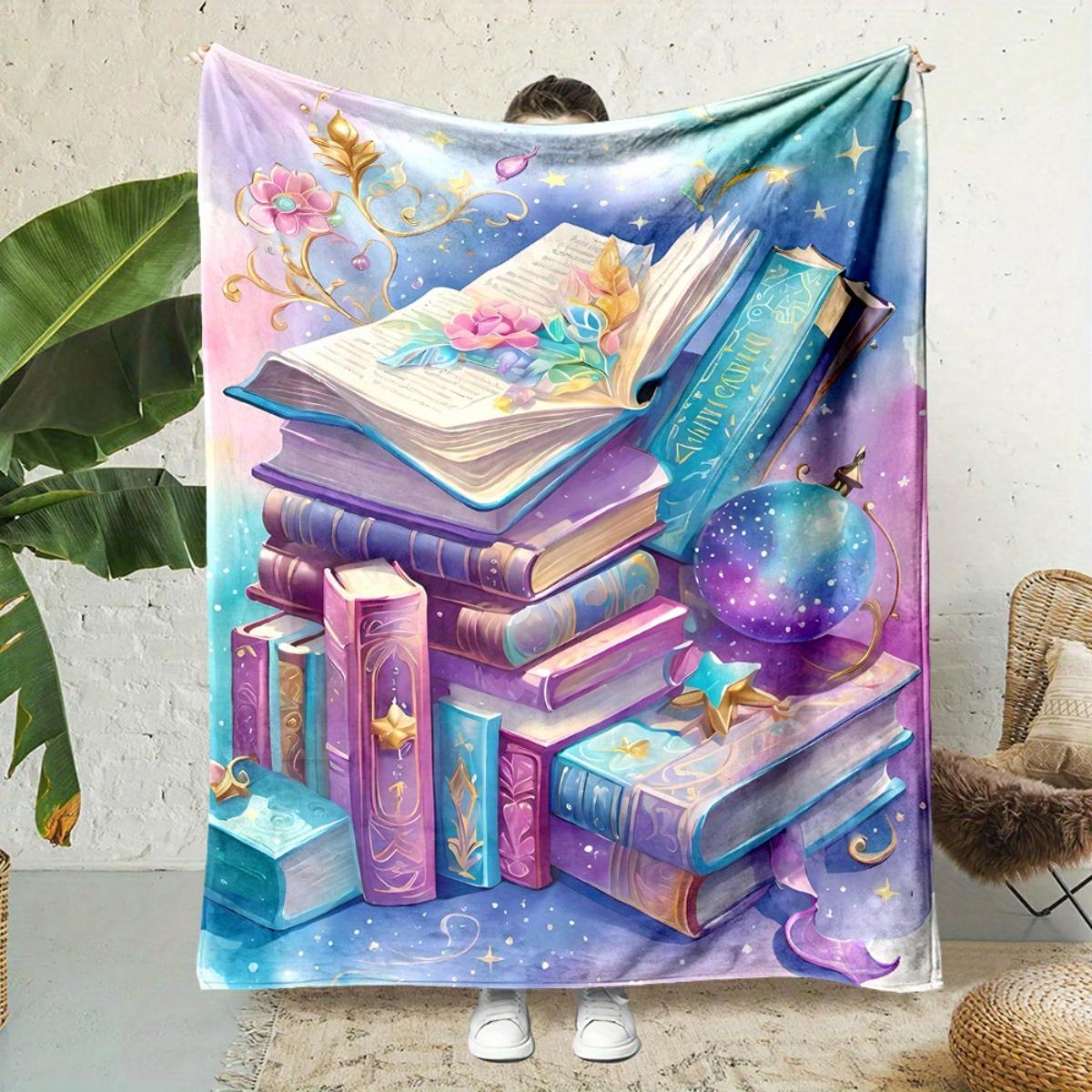 

Cozy Cartoon Magic Book Print Flannel Blanket Bed Sofa Office Travel Gift Decoration Chair Comfortable and Warm 75x100cm