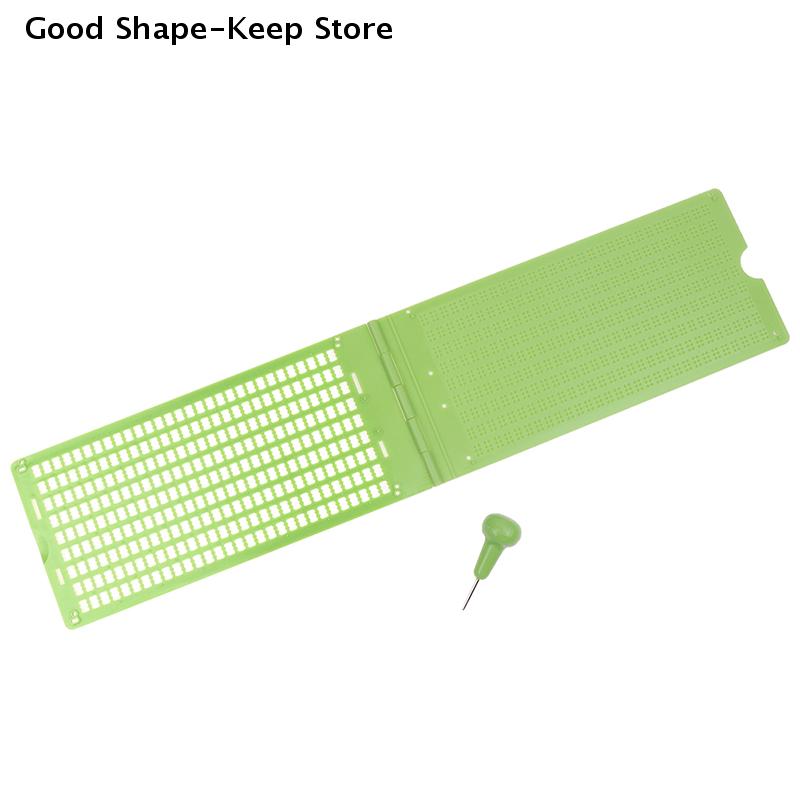 1Set 9 Lines 30 Cells Practical School Plastic Braille Portable Writing Slate With Stylus Braille writing board