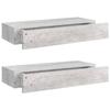 VidaXL Étagères à tiroir murales 2 pcs Gris béton 60x23,5x10 cm MDF