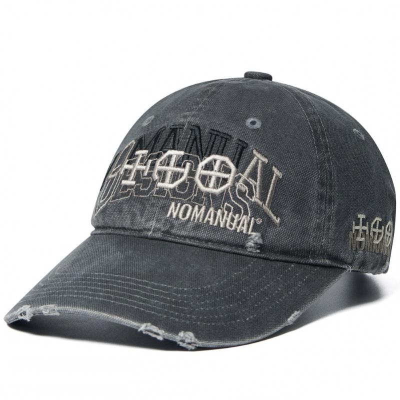 Nomanual Ball Cap   Layered Graphic   Washed Charcoal