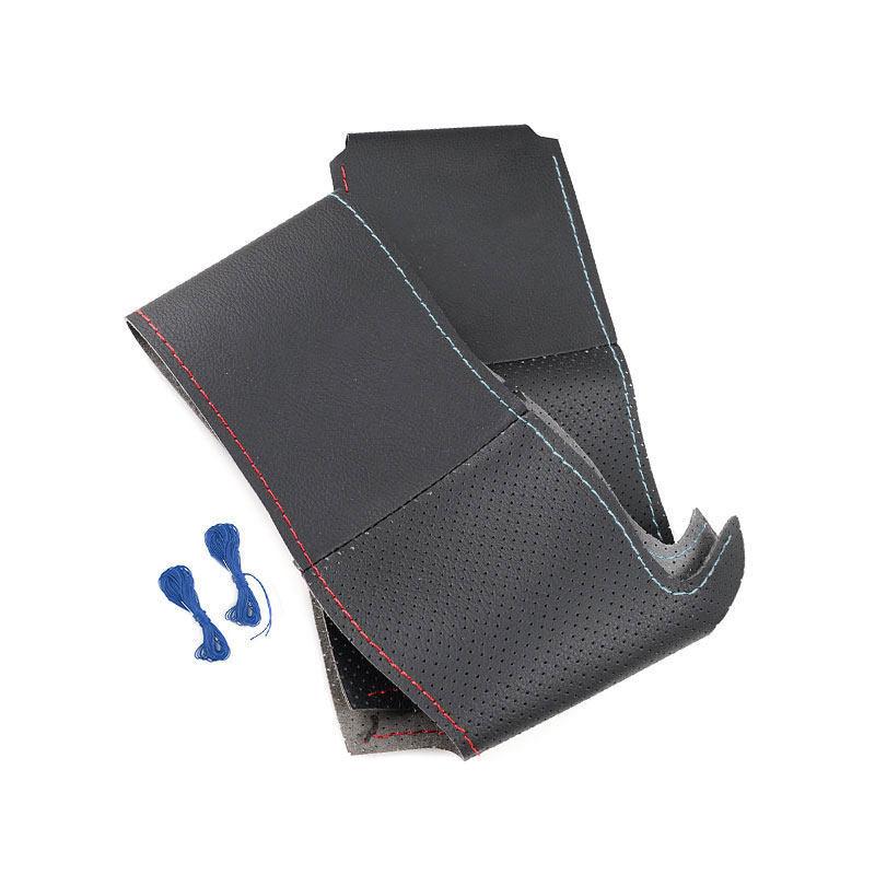Black Leather Red Blue Line For BMW M Sport F30 F32 F36 F20 F10 F12 F45 F48 F15 F16 F25 F26 Car Steering Wheel Cover Hand Sewing