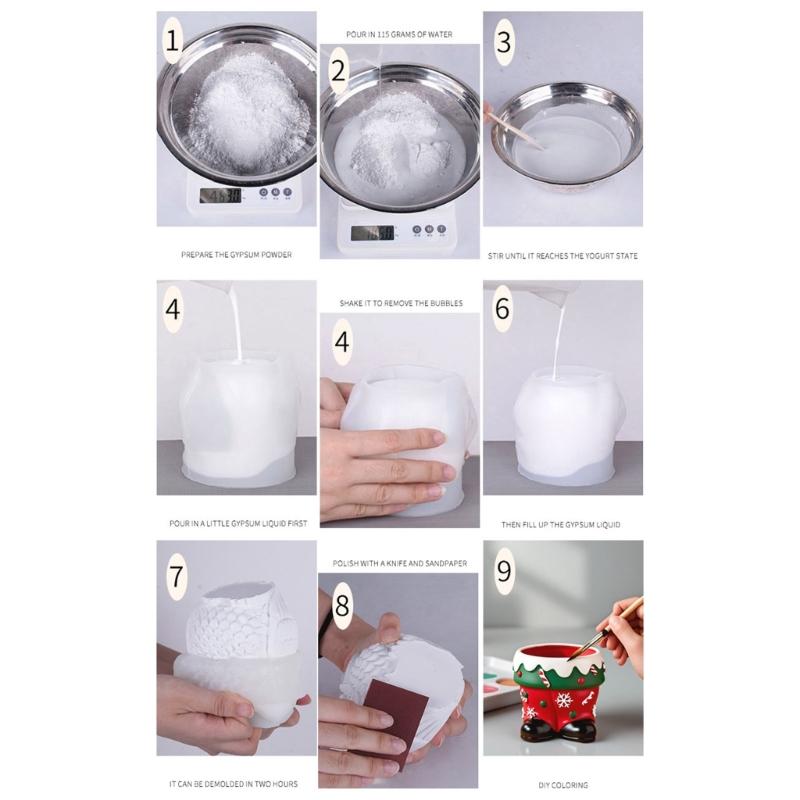 Textured Christmas Boot Planter Mould Flexible Silicone Crafting Tool for Resin Cement Candle Making