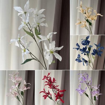 Fleurs Lys Artificiels en Plastique Lys Faux Bouquet Artificiel Réaliste Décoration de Mariage