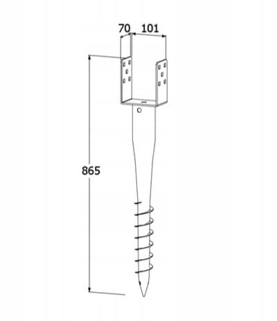 Steel pole base 100x865mm drill