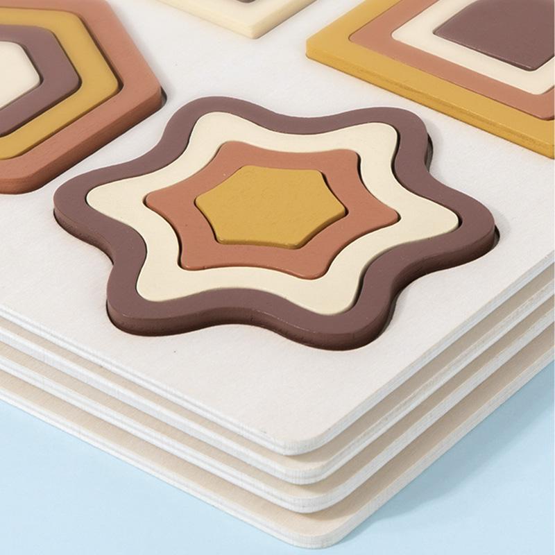 Wooden Geometric Shape Matching Puzzle Board Color Cognition Shape Thinking Logic Training Children Montessori Educational Toys