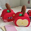 Handle Fruit Plaid Makeup Bag Storage Travel Cosmetic Container  Data Cable Storage