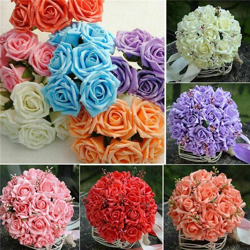 50pcs Artificial Foam Roses In Vibrant Colors Perfect For Wedding Party Decor And Bouquets