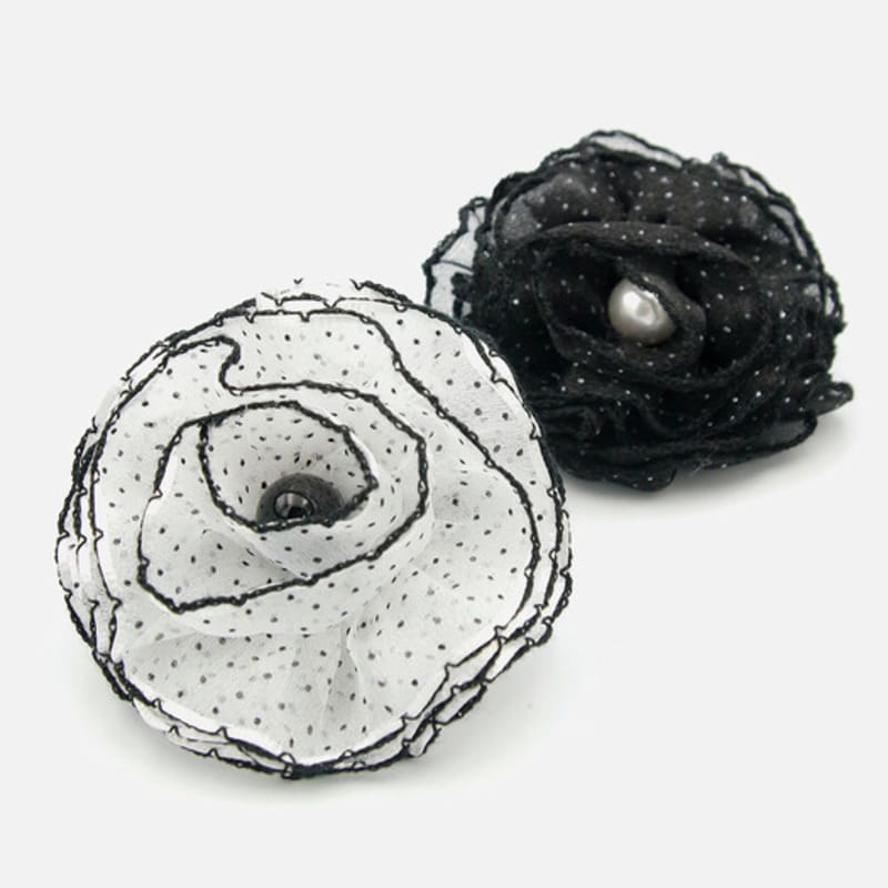 

Дж.Лорен Резинка для волос с цветком из шифона в горошек H01451 black