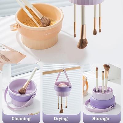 3-in-1-Reinigungsmatte für Pinsel mit Pinsel-Trocknungshalter, Reinigungsmatte für Make-up-Pinsel aus Silikon, Reinigungsschüssel für Make-up-Pinsel, Waschwerkzeug für Kosmetikpinsel
