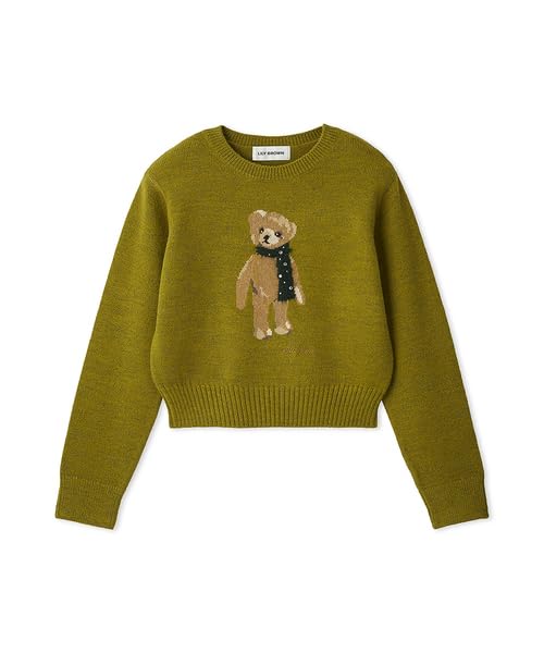 Lily Brown Lily Bear Knitted Scarf Pullover LWNT245066 Green Women's