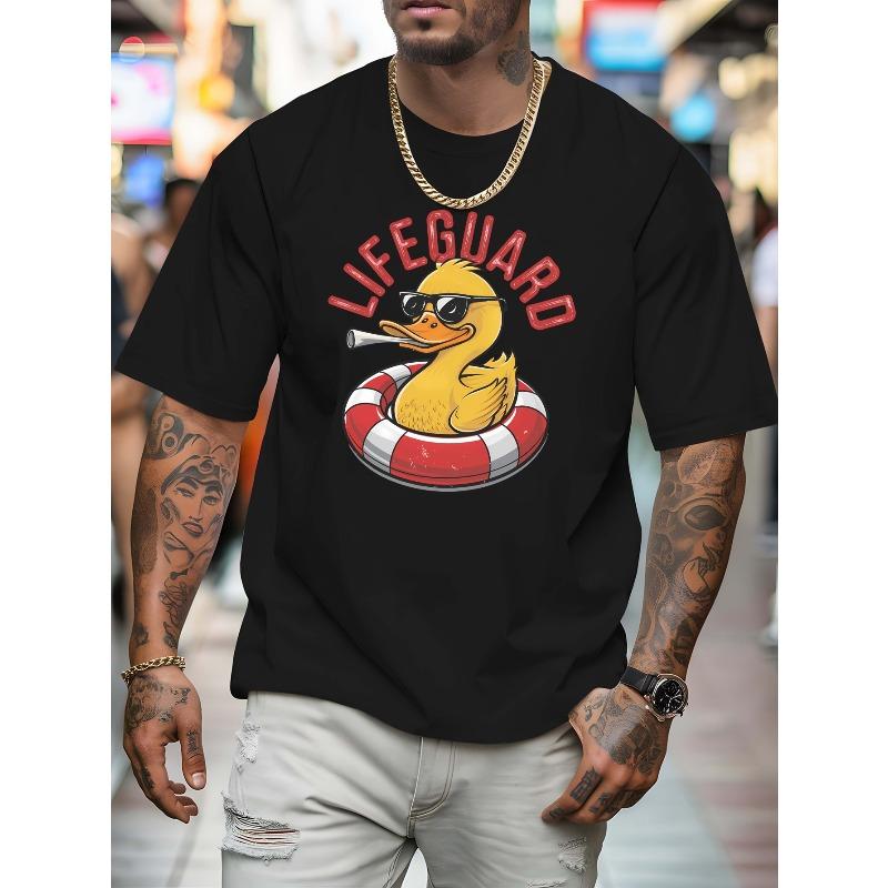 European Size Men'S Lifeguard T-Shirt. A Printed Tee Designed for Basketball Practice. This Crewneck, Short-Sleeve Shirt Perfect for Trendy Streetwear
