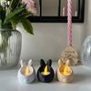 Easter Bunny Candle Holder with LED Candle Mini Rabbit Candle Stand Candlestick Table Centerpiece Holiday Party Decoration Ornament