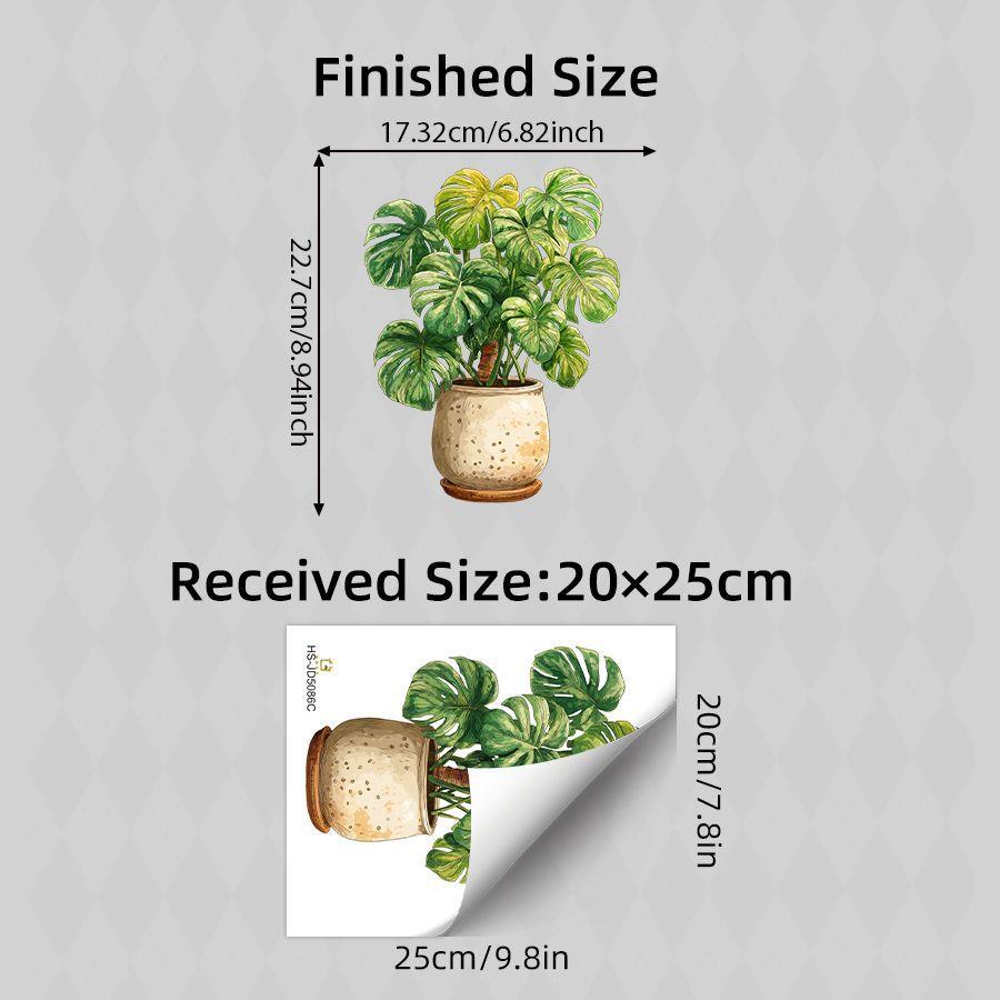 

Static Cling Monstera Potted Plant Window Bathroom Glass Decorative Sticker Home Decor 20x25CM разноцветный