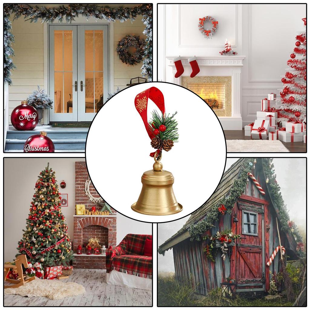 Christmas Bell Ornaments Rustic Festive Decoration Christmas Tree Pendants For Living Room Office Mantel Wall Window Sill