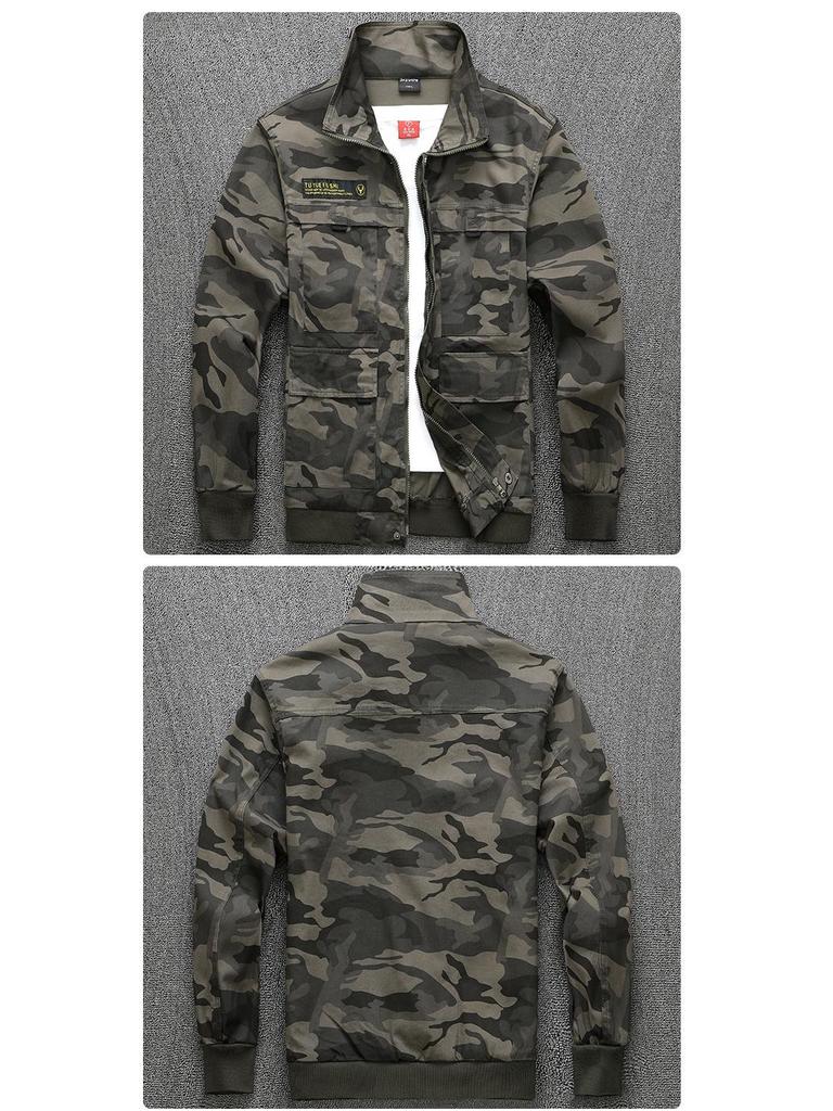 Men's Spring/Autumn Camouflage Work Suit - Pure Cotton, Elastic Labor Protection Wear