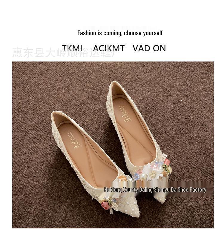 3358-6 Flower Series Champagne Wedding High Heels - Comfortable Elevated Shoes for Women