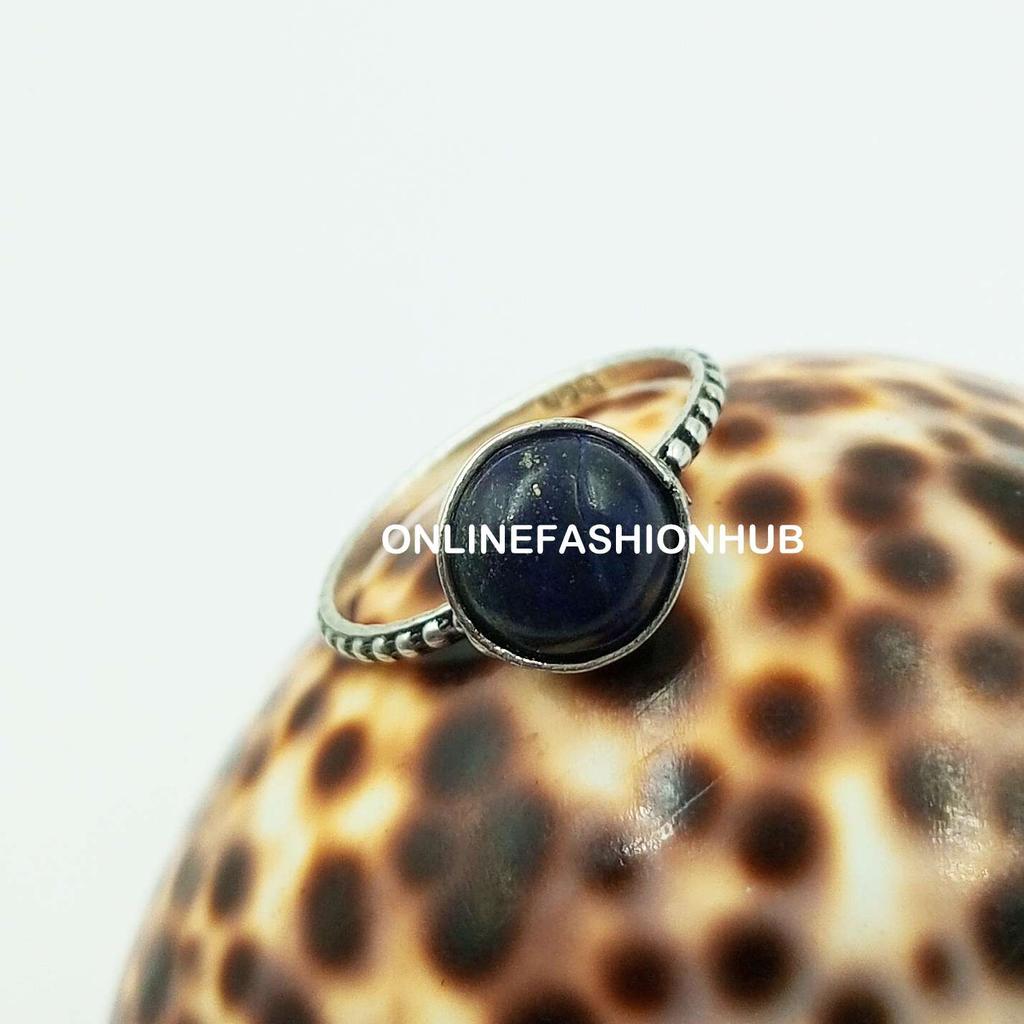 Lapislazuli Edelstein 925 Sterlingsilber Plattiert Handgefertigter Ring Schmuck NST-HR20