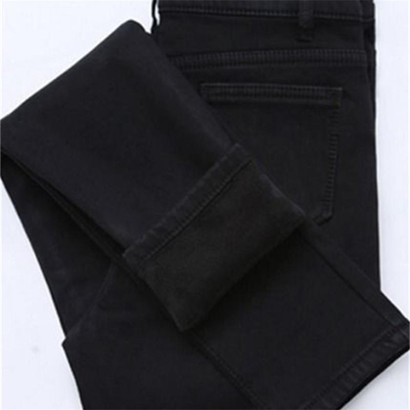 Zimní džíny 2022 Dámské Zlaté fleece Uvnitř Ztužující džínové kalhoty Vysoký pas Teplé kalhoty Dámské džíny Žena Kalhoty