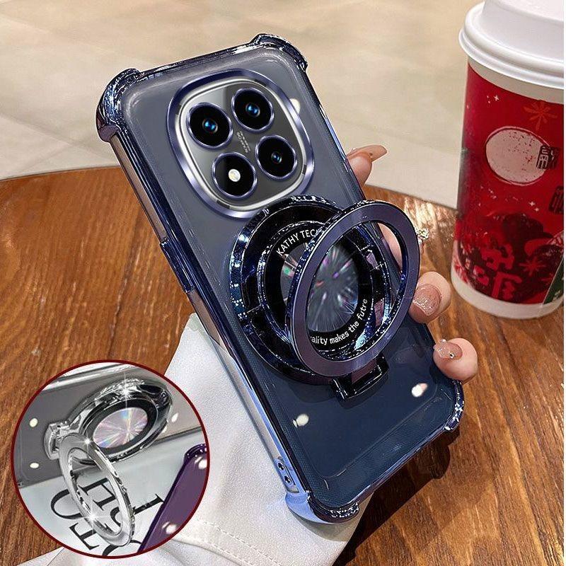 

Чехол для телефона для Xiaomi Redmi Note 14 15 Pro Plus 15 15C 14C 14S 4G 5G Магнитный держатель-подставка Гальваническое покрытие Мягкий Прозрачный Противоударный Чехол Redmi Note 14Pro 5G