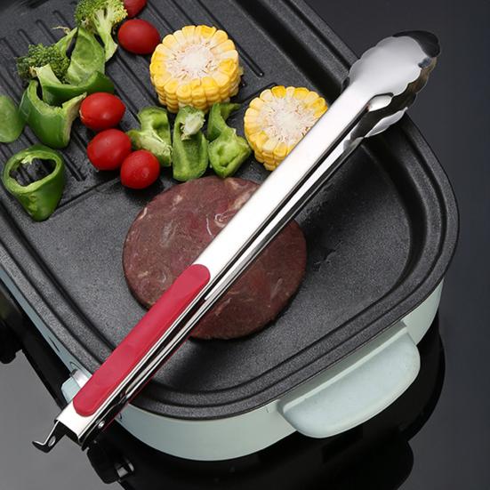 Yousheng Kitchen Tongs with Anti-Slip Handle And Silicone Scalloped Edges, Stainless Steel Locking Food Clips for Grilling BBQ Salad, Dishwasher