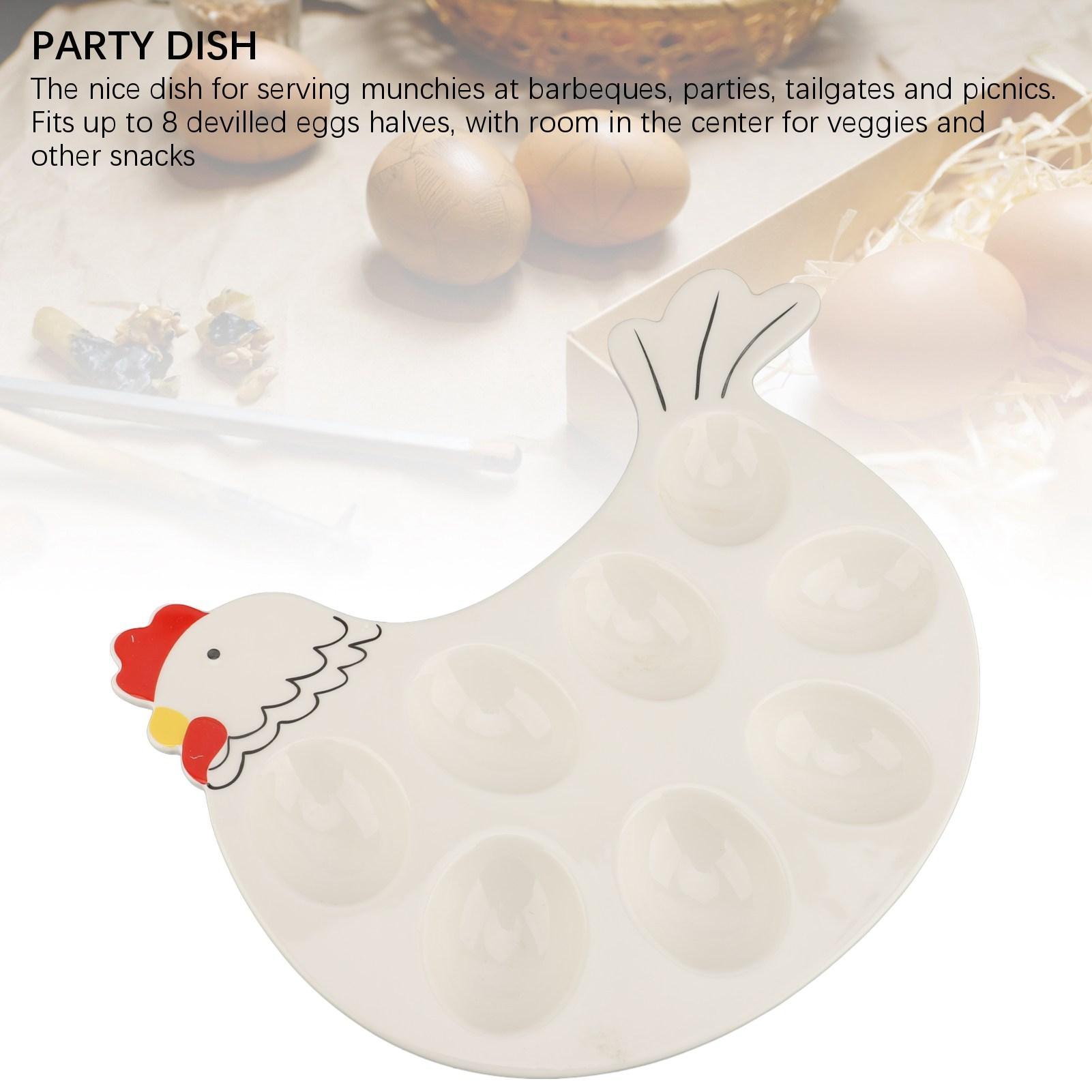 

Поднос для дюжины фаршированных яиц с 8 ячейками, милая керамическая тарелка в форме цыпленка, подставка для пасхальных яиц