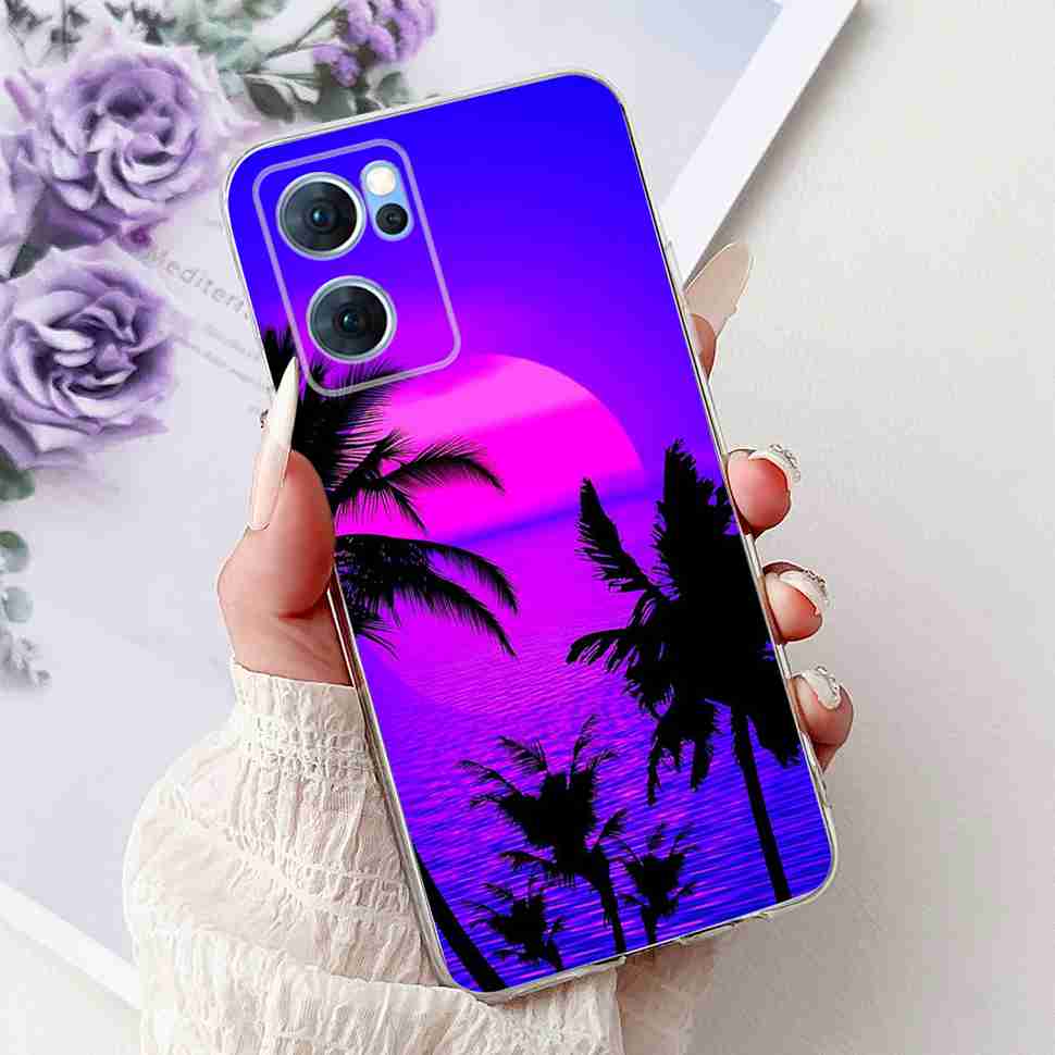 For Oppo Reno7 5G Casing Cute Cat Flower Painted Cover Soft Fundas Phone Case For Oppo Find X5 FindX5 Lite Reno 7 5G Back Cover