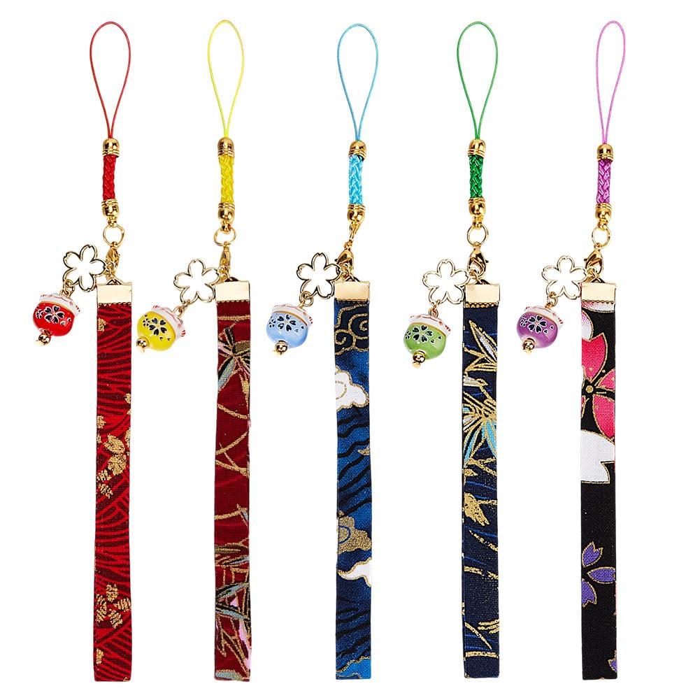 [OLYCRAFT] 5-Piece Set in 5 Colors: Lucky Cat Keychain, Maneki-neko Keychain, Keychain Phone Chain, Maneki-neko Key Charm, Maneki-neko Key Ring,