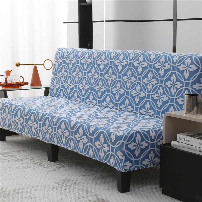 Strukturierte Gewebte Jacquard Futon Dehnbarer Bezug Armloser Schlafsofa Dehnbarer Bezug Möbelschutz Dehnbarer Sofa Dehnbarer Bezug Gemütlich Mit Flexibel S 120-145cm