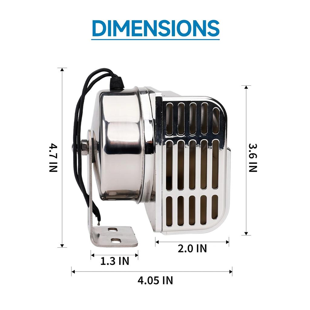 ALLREY 12V Marine Snail Electric Horn 304 Stainless Steel Super Loud Car Horn Waterproof Warning Electric Horn For Speedboat Car