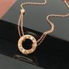 Purple Gold Round Cake Necklace Women'S Exquisite Rose Gold Plated Necklace Fashion Temperament Collarbone Chain