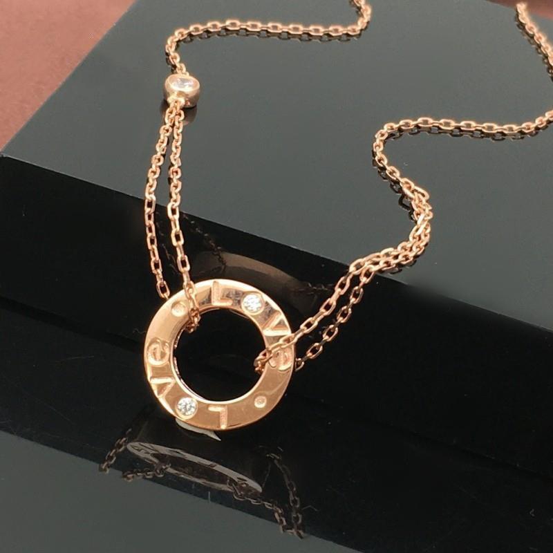 Purple Gold Round Cake Necklace Women'S Exquisite Rose Gold Plated Necklace Fashion Temperament Collarbone Chain