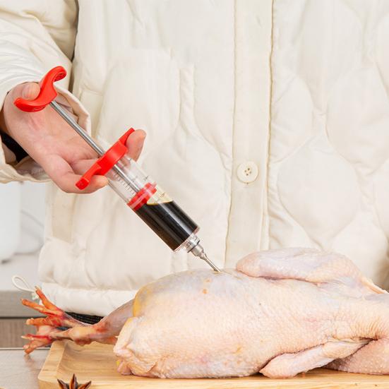 Flavor Needle with Stainless Steel Needle Food Grade Scale Design BBQ Meat Marinade Pork Steak Meat Sauce Injector Kitchen Tools