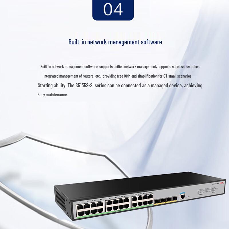H3C S5135S-28P-HPWR-SI 24-Port Gigabit PoE+ Managed Access Switch