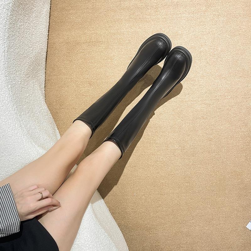 Platform Heel Women Knee-High Boots Fashion Comfort Warm Fur Shoes Autumn Winter Women's Knight Long Booties